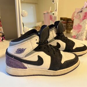 Nike Black and White Sneakers with Purple Accents
